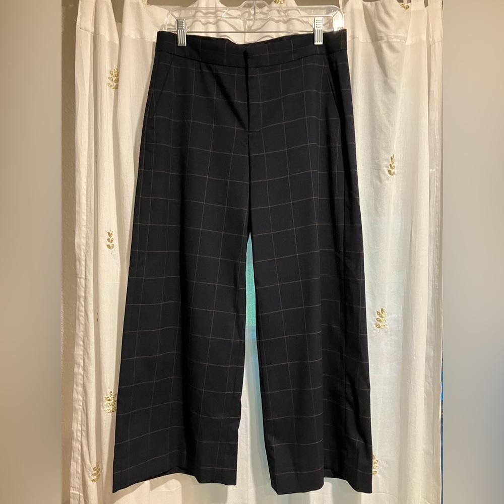 Navy/Brown Wide-Legged Cropped Banana Republic Trousers